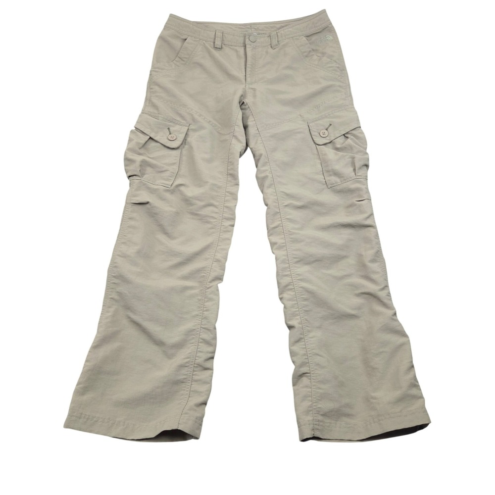 North Face Cargo Pants Womens 12 Tan Nylon Hiking Outdoor Straight Leg Gorpcore